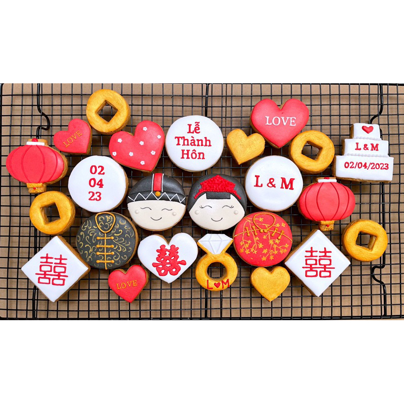 Cookie icing - Quà đám cưới - Quà cám ơn - Bánh quy vẽ theo yêu cầu