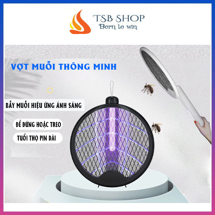 Vợt muỗi kiêm đèn bắt muỗi thông minh 3 in 1, diệt muỗi trong nhà, ngoài trời, Máy diệt côn trùng sạc USB Công nghệ Châu