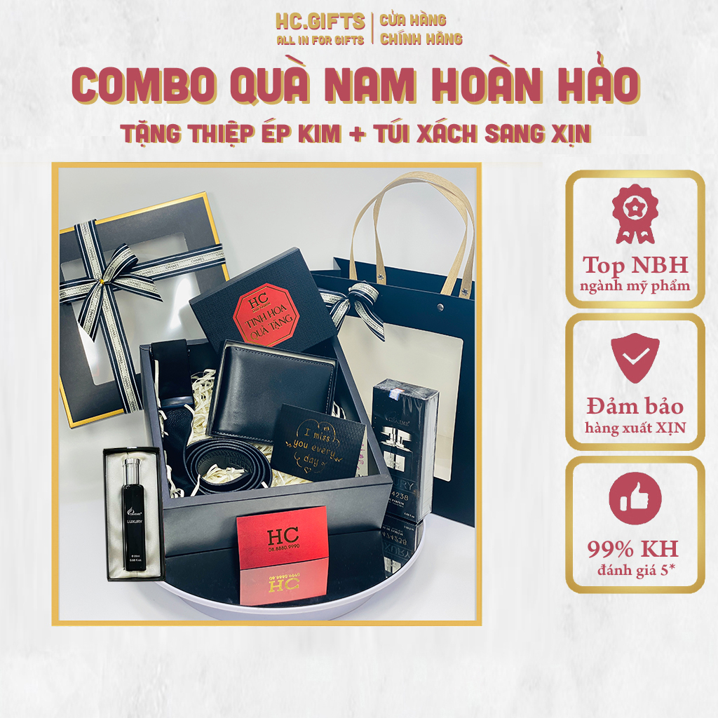 Quà tặng bạn trai , quà sinh nhật cho nam thắt lưng ví nước hoa nam sang trọng ý nghĩa cho bạn trai - HC GIFTS