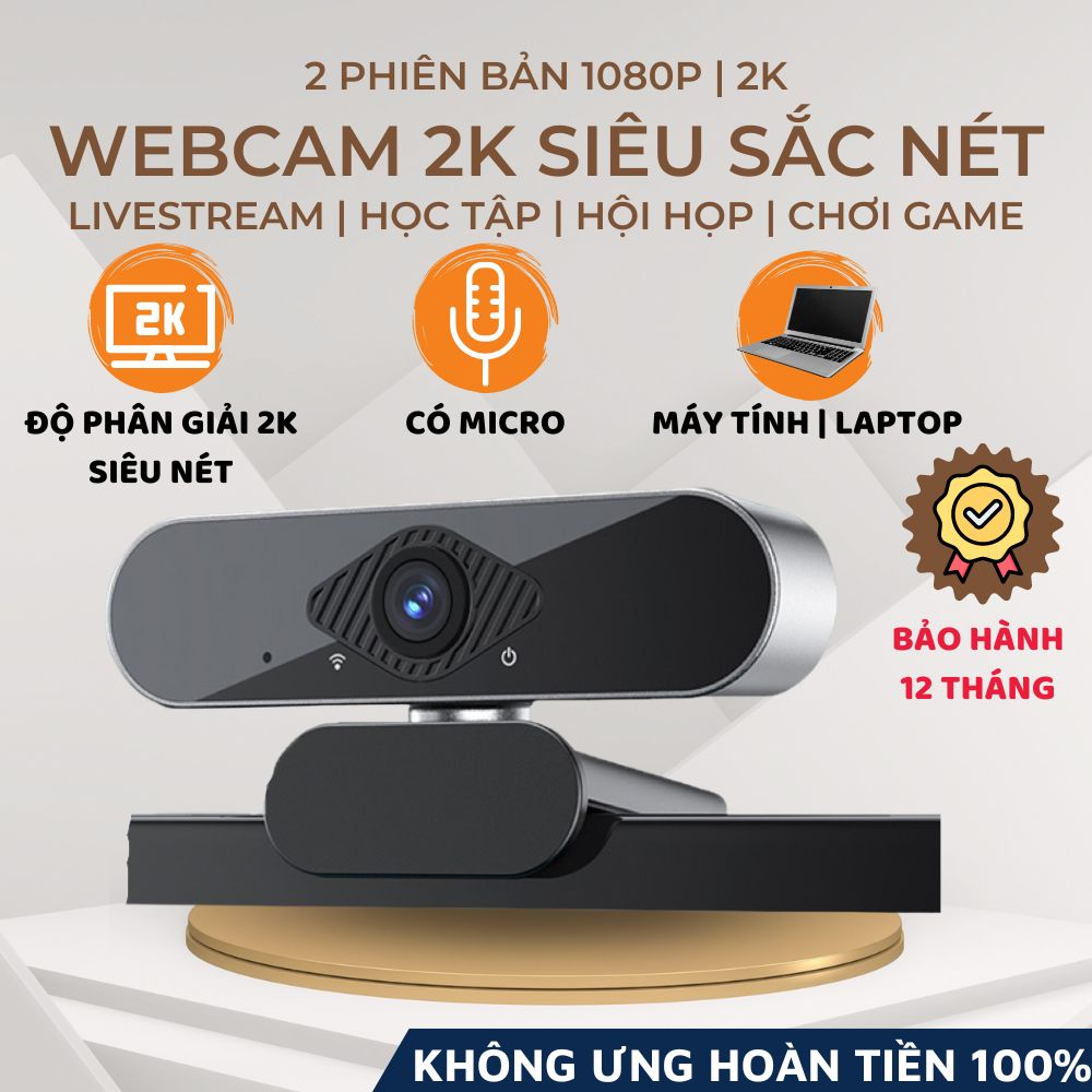 Webcam máy tính laptop cao cấp Q20 PRO 2K Camera Siêu Nét có mic hỗ trợ học online, livestream