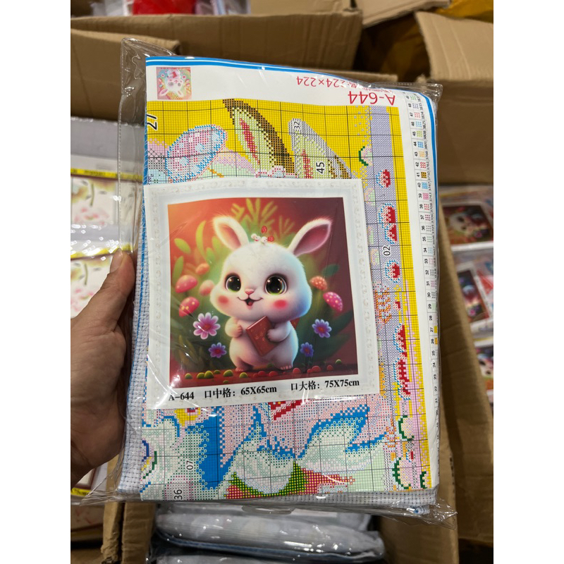 tranh thêu chữ thập thỏ a644 (65x65)cm