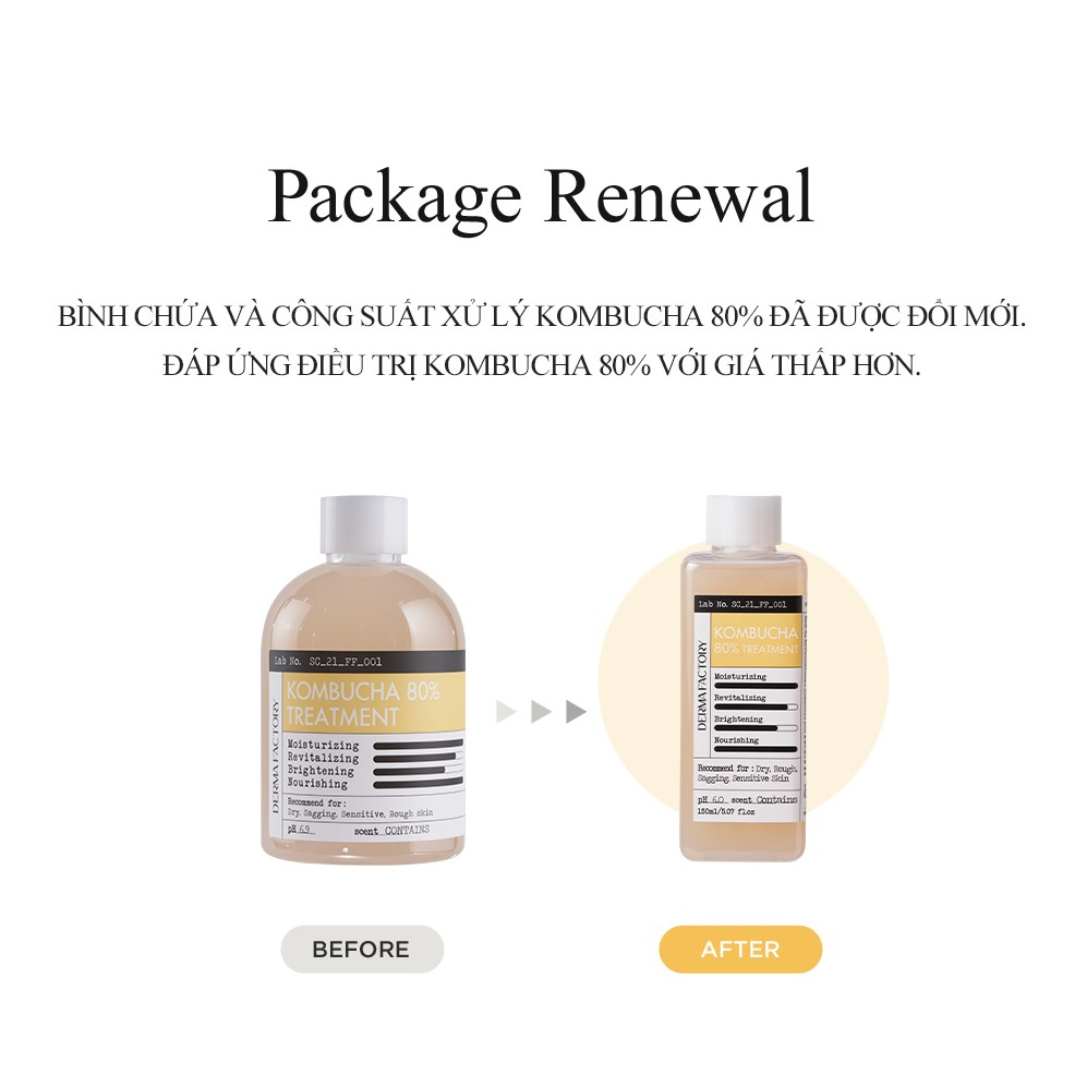 Nước cân bằng cung cấp dưỡng chất Derma Factory Kombucha 80% Treatment 150ml