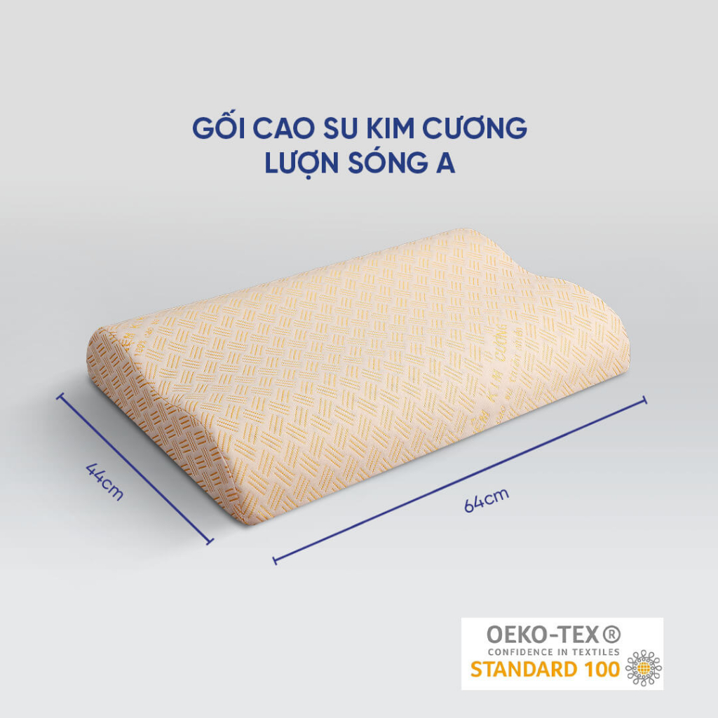 Gối Cao Su Kim Cương Lượn Sóng 44x64cm 100% nâng đỡ bảo vệ đốt sống cổ BH Vua Nệm - A