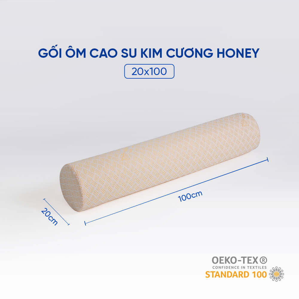 Gối ôm cao su Kim Cương Honey 100% cao su thiên nhiên size 20x100cm