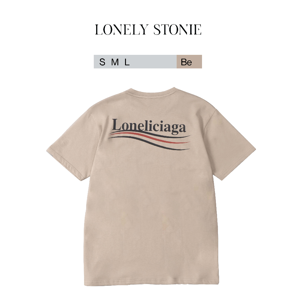 Áo Phông LONELICIAGA Màu Be - Chất Liệu 100% Cotton Form Unisex Dáng Xuông Cho Nam/Nữ