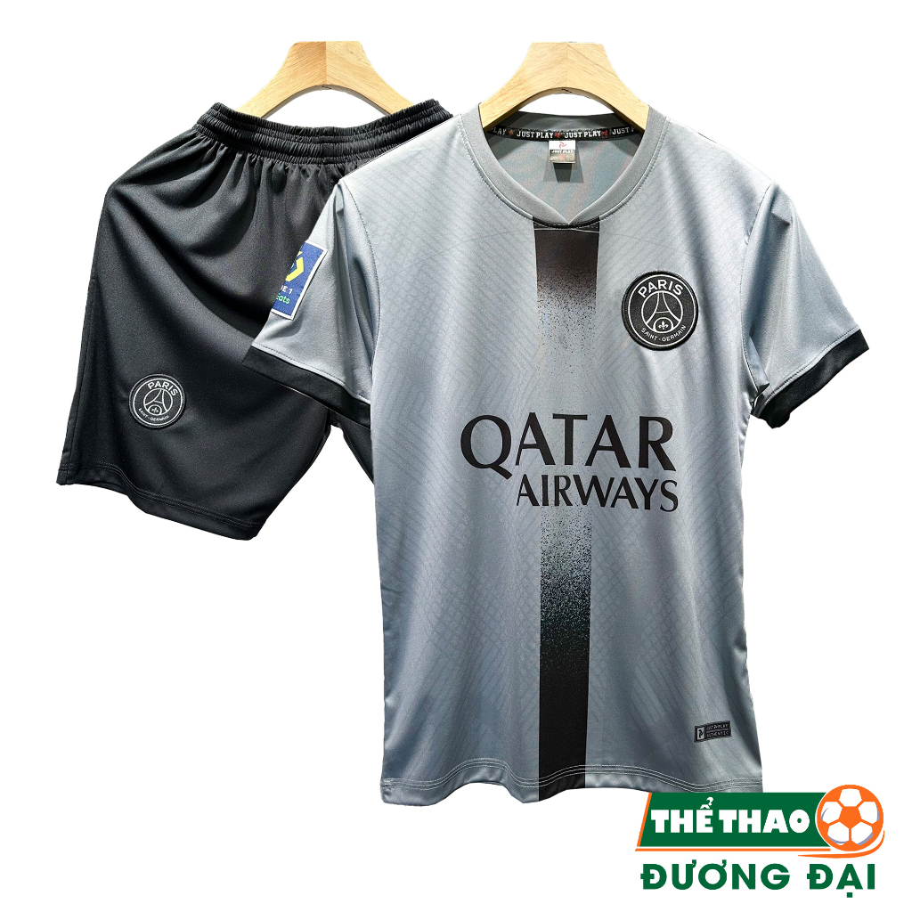 Quần Áo Bóng Đá, Đồ Đá Banh PSG Xám 2023 Thun Lạnh Cao Cấp Không Nhăn Không Xù Lông Thể Thao Đương Đại