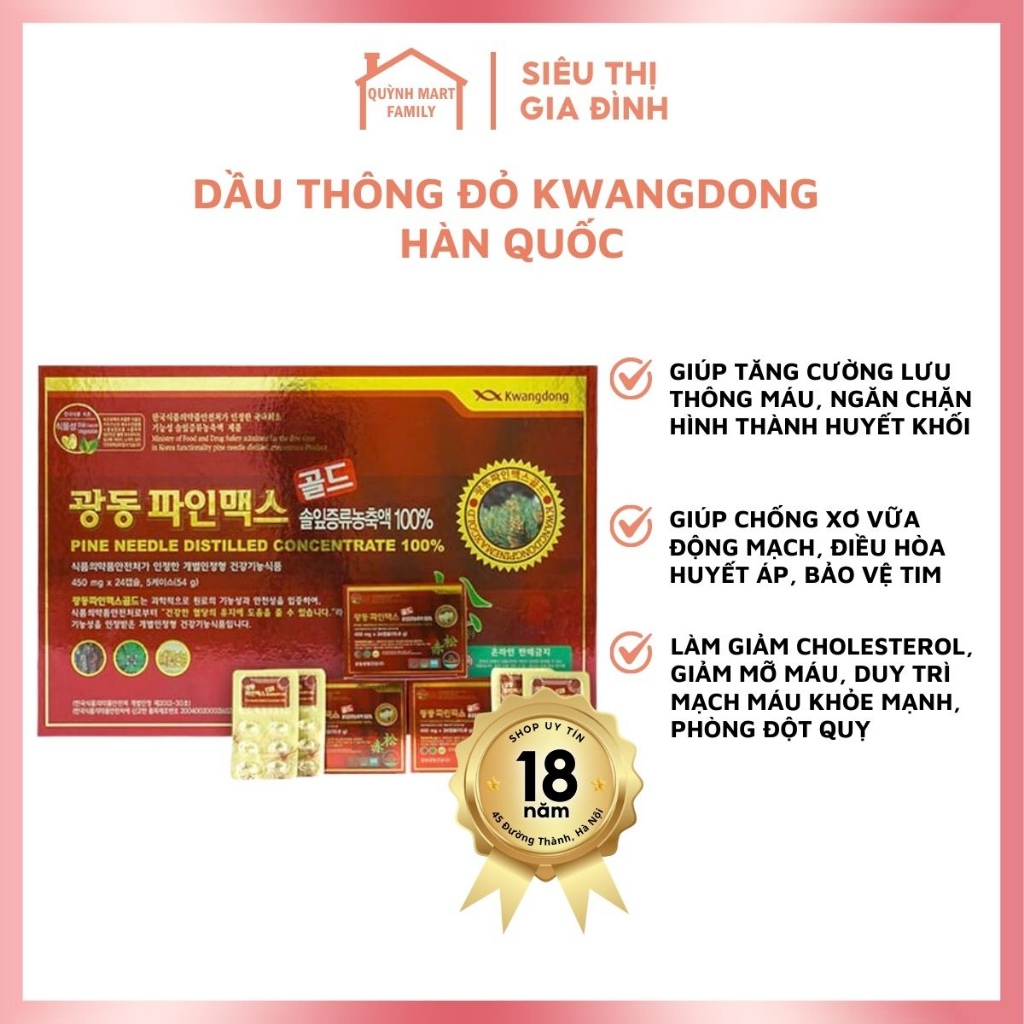 Dầu thông đỏ Kwangdong (HQ), tinh dầu thông kwangdong thải độc tố thanh lọc cơ thể