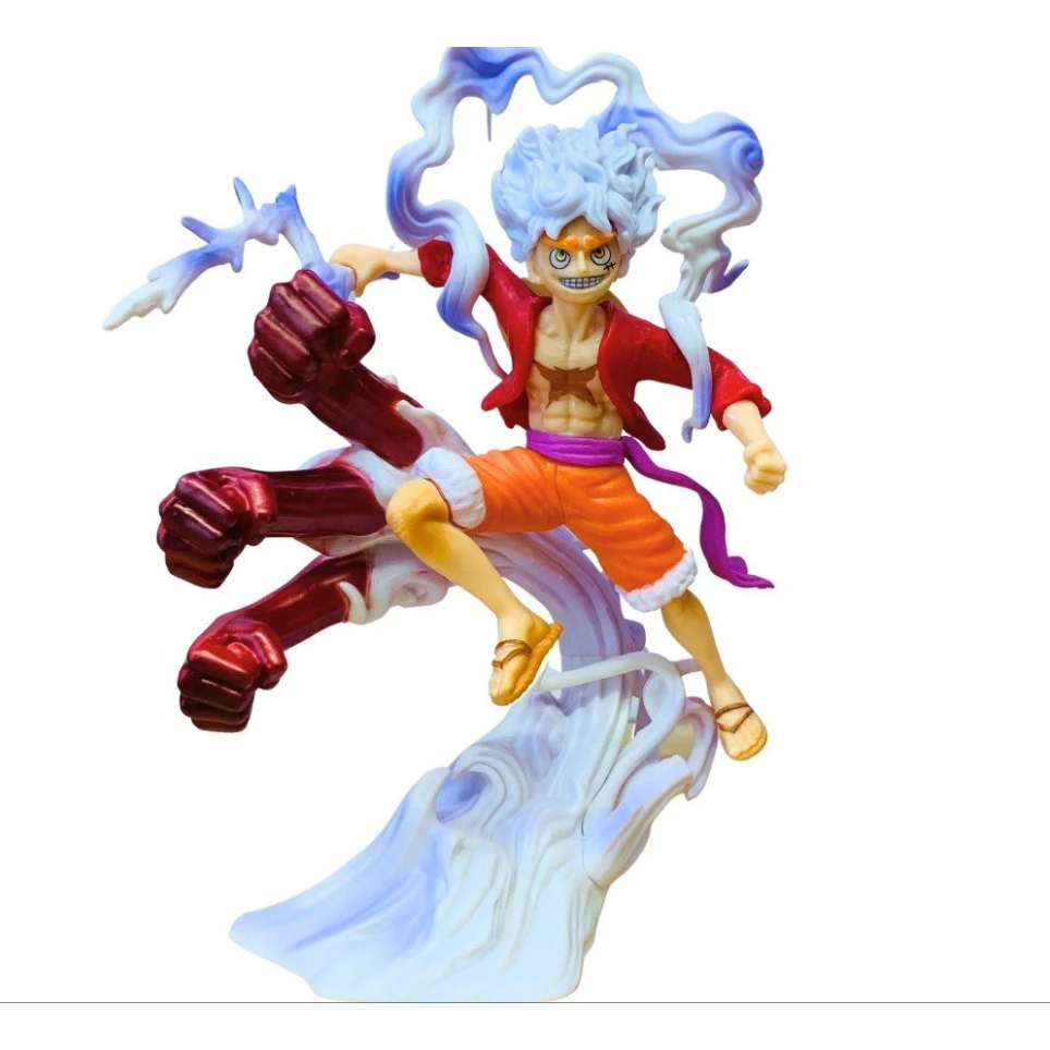 Mô hình đồ chơi - Luffy Gear 5 Nika đỏ bản có vũ khí cầm tay haki 3 đấm siêu đẹp cao 17 cm - OnePiece