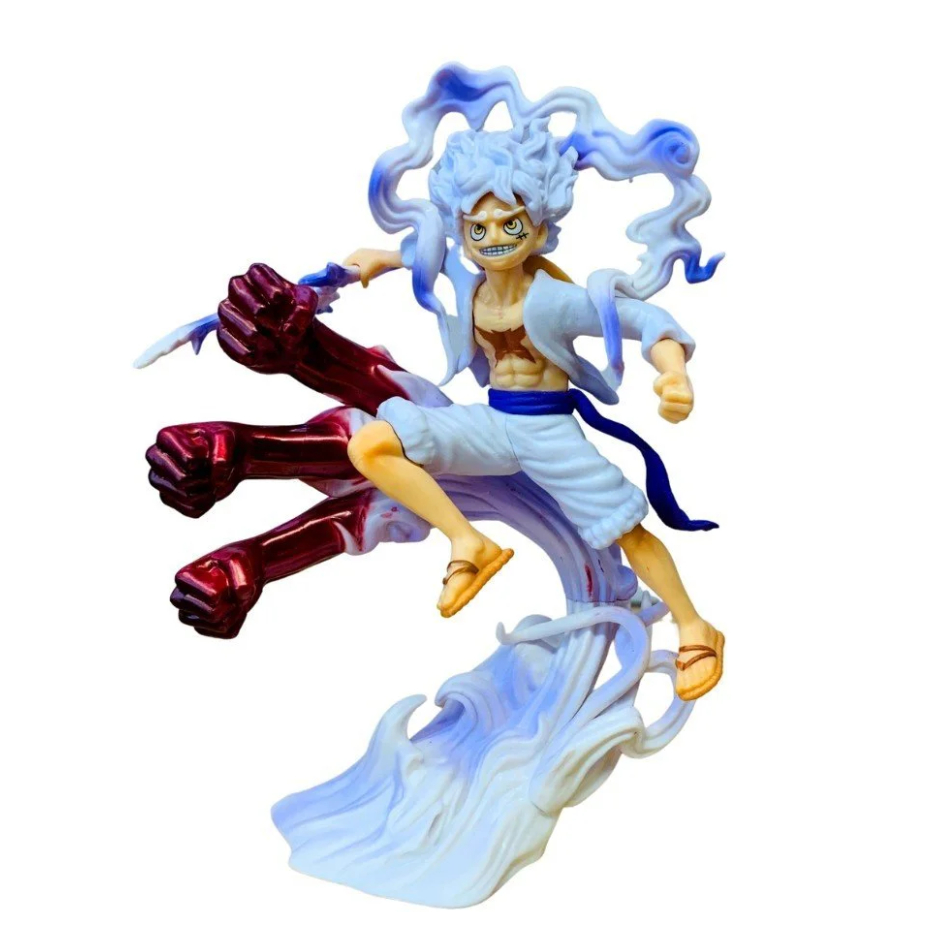 Mô hình đồ chơi - Luffy Gear 5 Nika trắng bản có vũ khí cầm tay haki 3 đấm siêu đẹp cao 17 cm