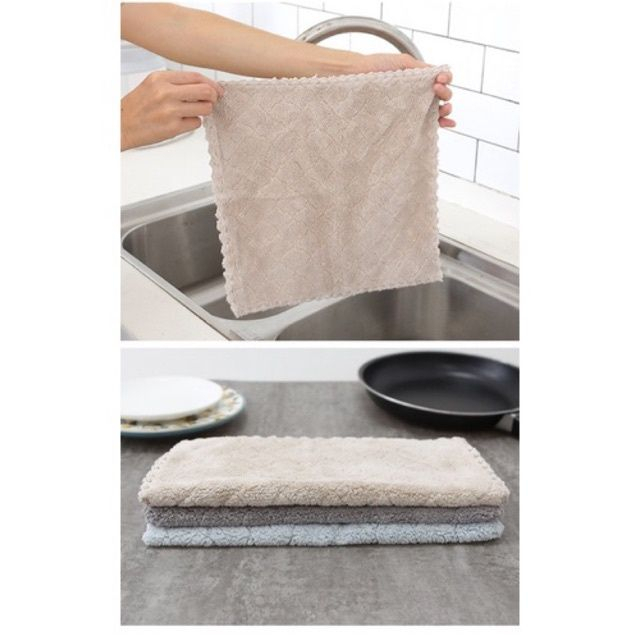Set 3 khăn lau chén bát đa năng, khăn lau nhà bếp hàng nhập khẩu cao cấp HC443