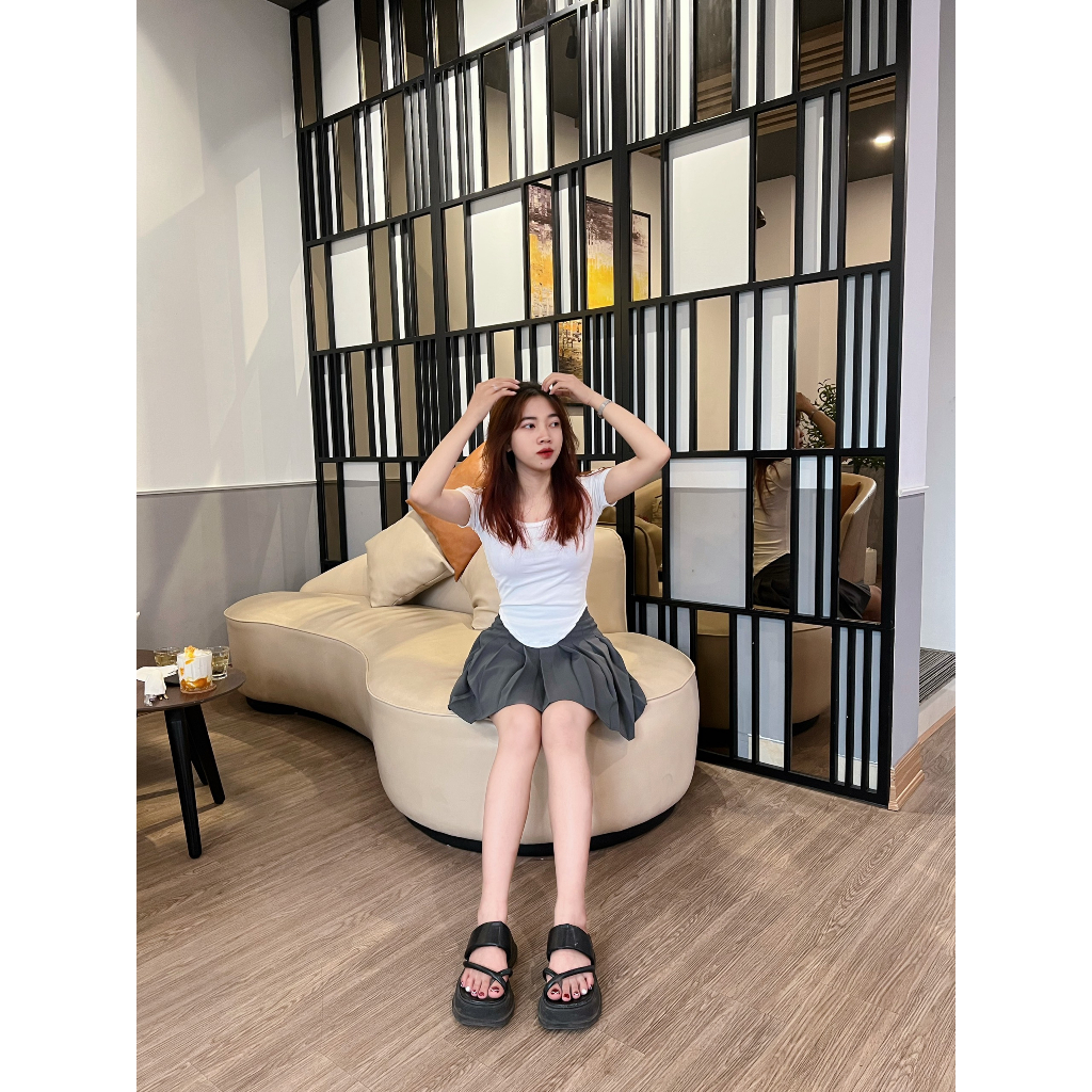 Áo body croptop, Áo thun vạt chéo, Thun gân cộc tay xuất xịn Hadu House