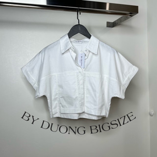 Áo Sơ mi croptop tay ngắn liền BIGSIZE 60-80KG QSM04 - [BY DUONG BIGSIZE]