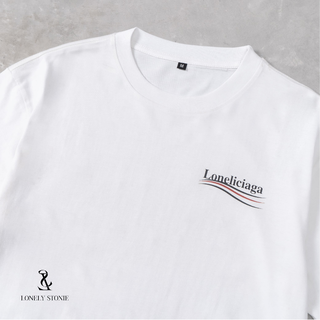 Áo Phông LONELICIAGA Màu Trắng - Chất Liệu 100% Cotton Form Unisex Dáng Xuông Cho Nam/Nữ