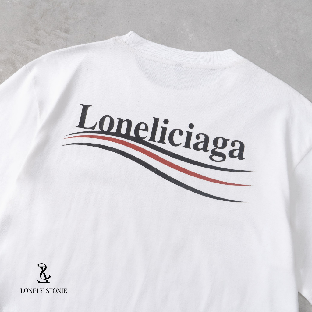 Áo Phông LONELICIAGA Màu Trắng - Chất Liệu 100% Cotton Form Unisex Dáng Xuông Cho Nam/Nữ