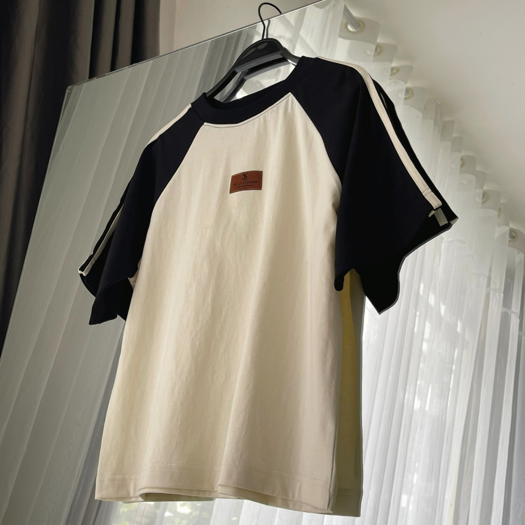 Áo thun baby tee The Lous áo phông raglan nam nữ phối sọc vai