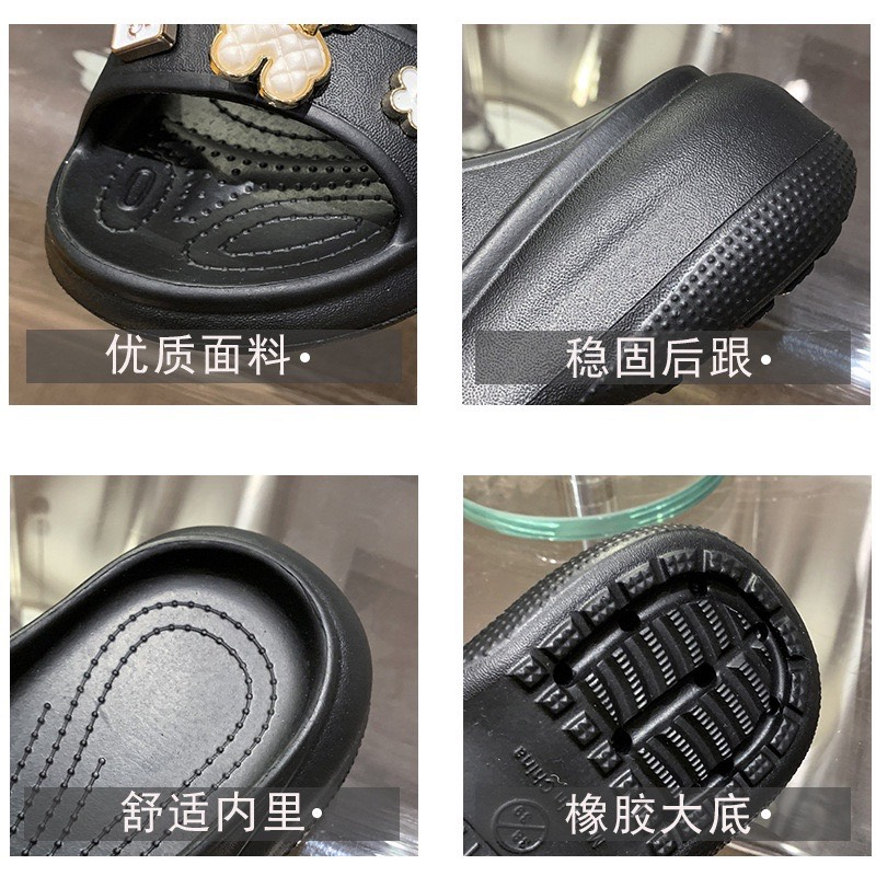 Dép sandal nữ đế cao 5cm kèm sticker đá, dép quai hậu nữ đế cao siêu kute 2023