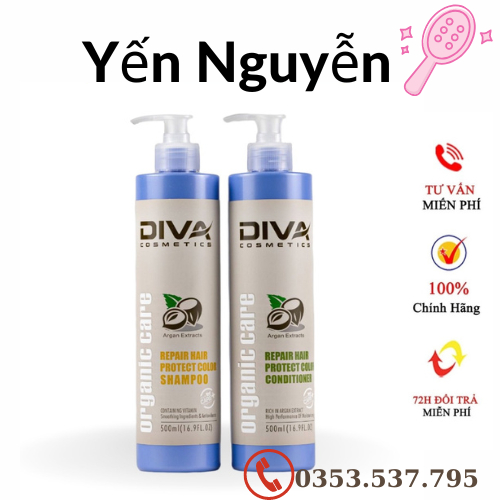 Dầu gội Diva Xanh phục hồi tóc hư tổn khô sơ kiềm dầu sạch gàu, cặp gội xả chính hãng 5 750ml chính hãng