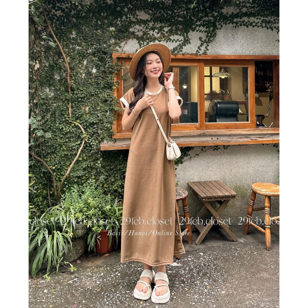 Váy tay hến chất tổ ong phối viền  Hari GenZ 262