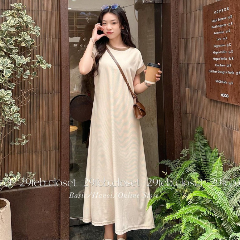 Váy tay hến chất tổ ong phối viền  Hari GenZ 262