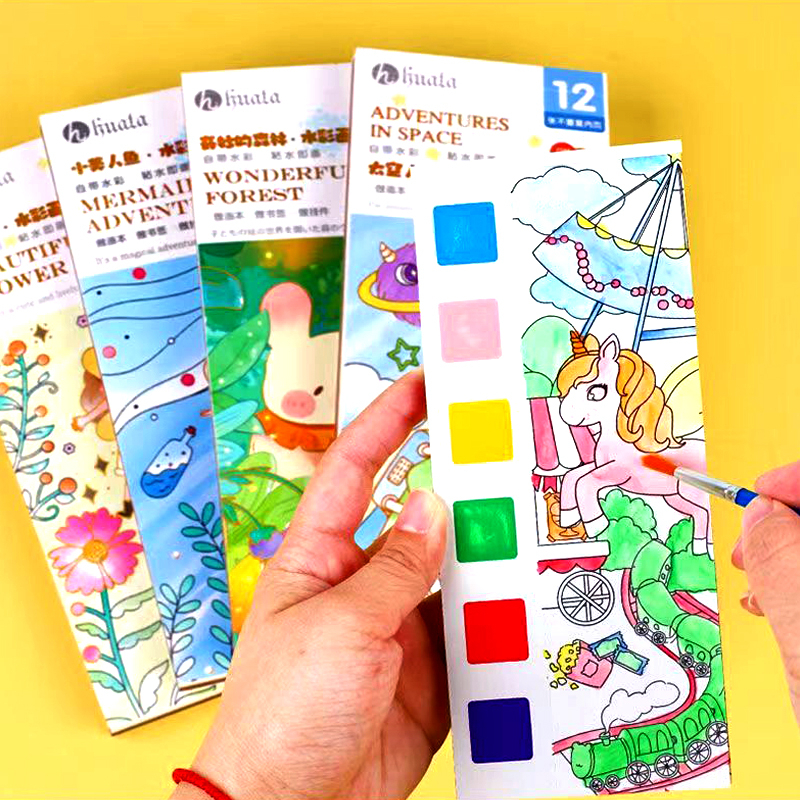 Set Tranh Tô Màu Nước Graffiti Tặng Kèm Cọ Nhiều Hình Đáng Yêu Cho Bé