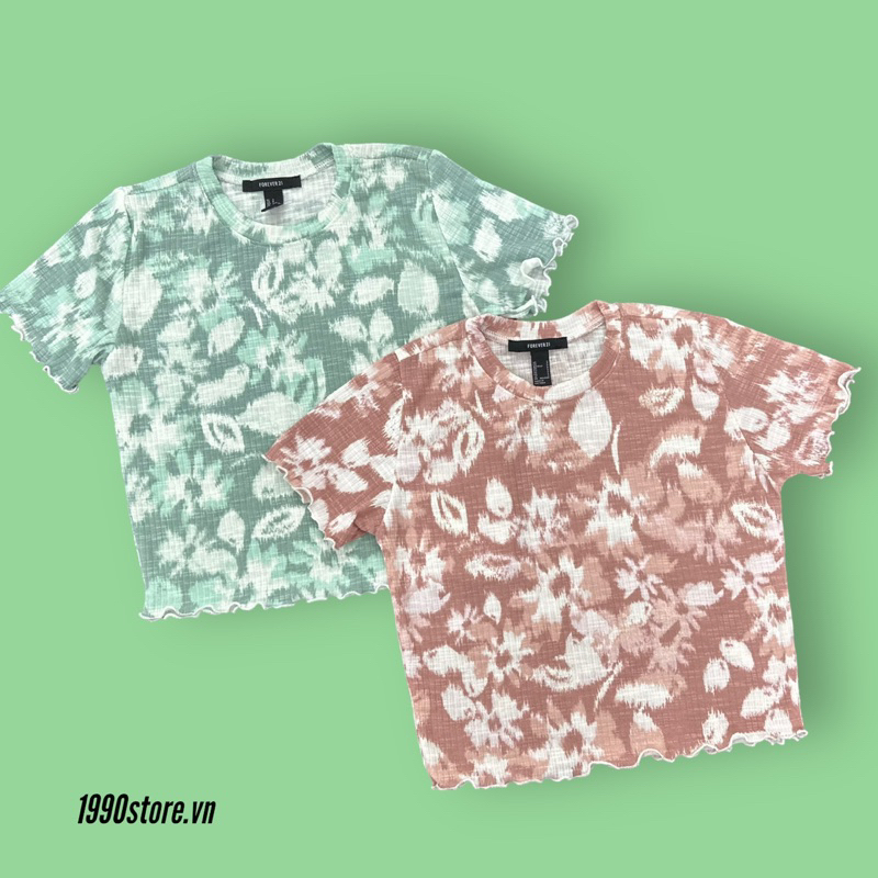 Áo thun chất liệu gân đủa cotton form croptop mềm mịn mát vnxk