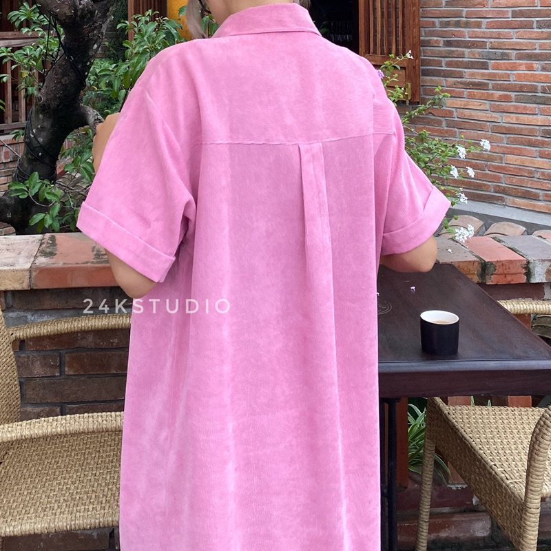 CRUSH DRESS - Váy đầm áo sơ mi dáng dài oversize 24kstudio