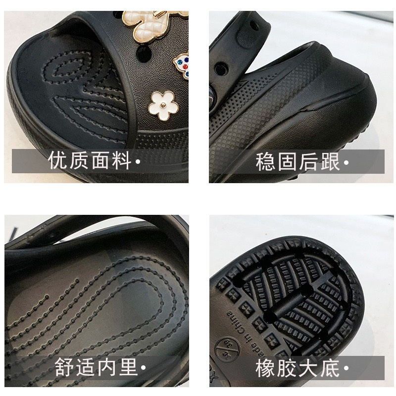 Dép bánh mì cross nữ đế cao sunny hở mũi kèm sticker cao 6cm dép sục nữ hot trend