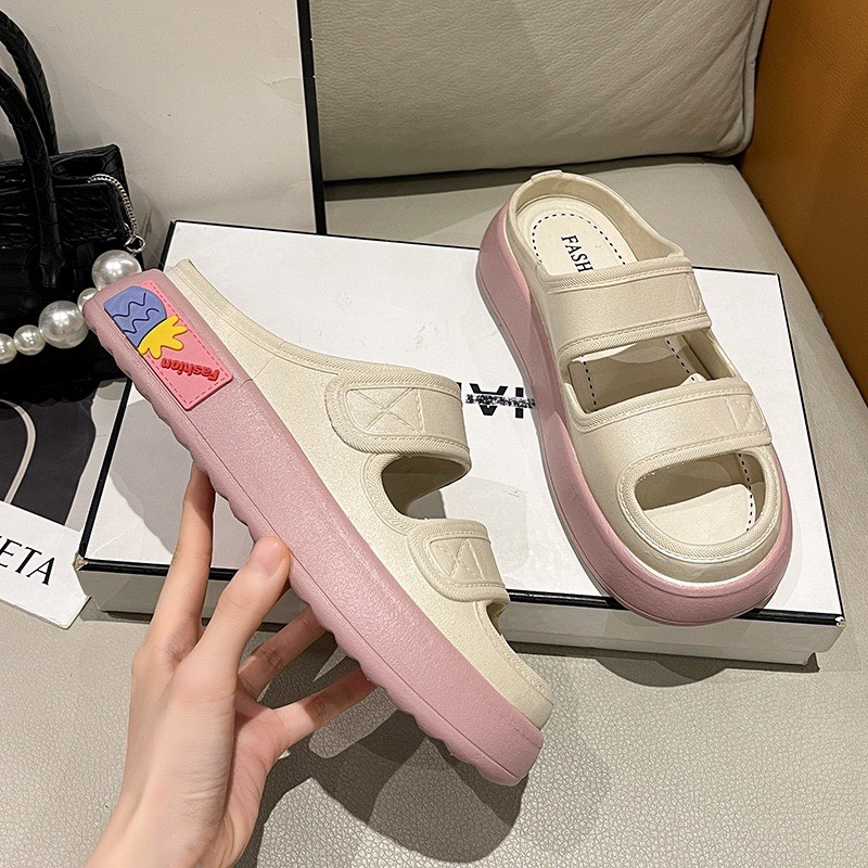 Dép quai ngang nữ 2 quai, dép lê nữ độn đế cao 4cm, 2 quai siêu xinh size 36>41