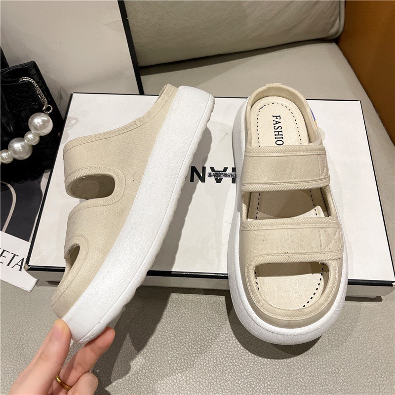 Dép quai ngang nữ 2 quai, dép lê nữ độn đế cao 4cm, 2 quai siêu xinh size 36>41