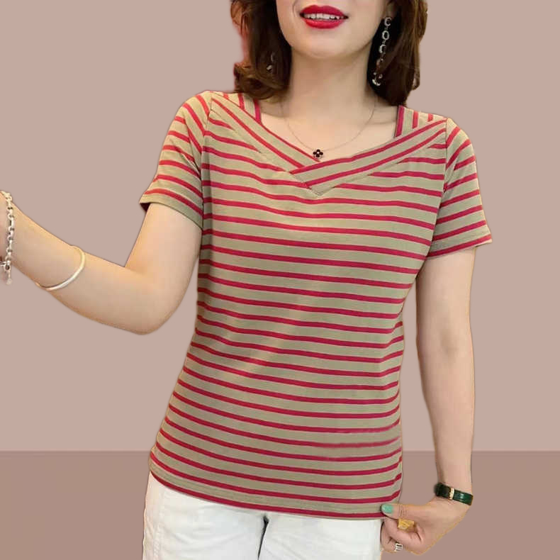 MẬP STYLE ÁO THUN SỌC HỒNG, CHẤT COTTON THÁI CAO CẤP