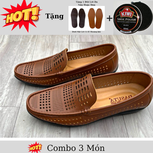 Giày Công Sở Giày Mọi Hè Nam DA BÒ THẬT Thoáng Mát - BH 1 NĂM