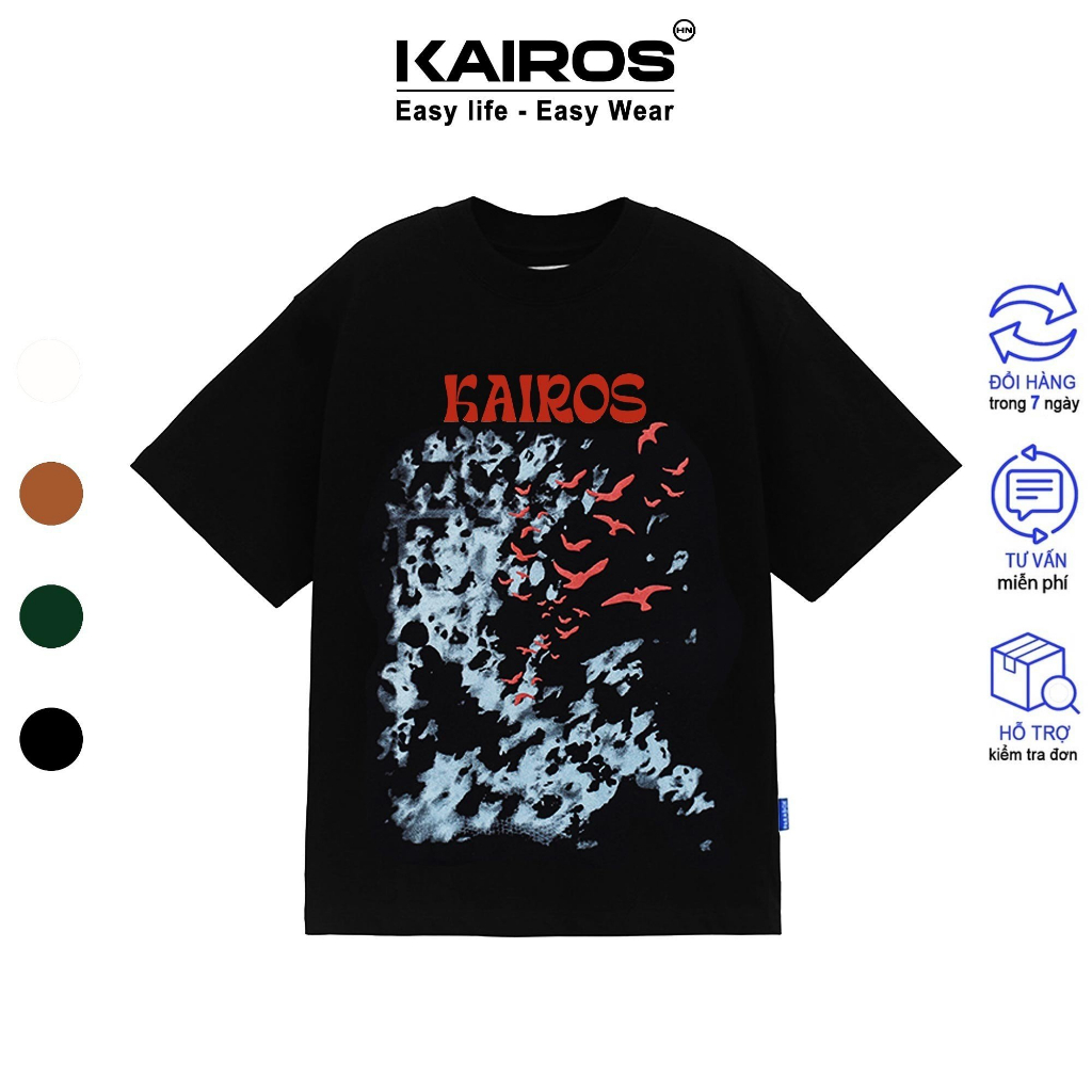 Áo phông rộng Kairos local brand form unisex cho cả nam và nữ kiểu dáng ulzzang cotton 100% mẫu bird