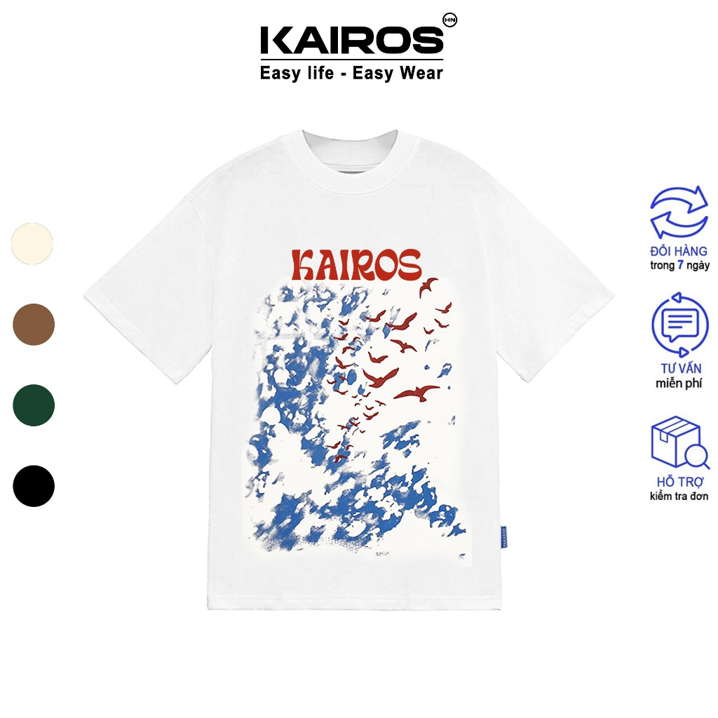 Áo phông rộng Kairos local brand form unisex cho cả nam và nữ kiểu dáng ulzzang cotton 100% mẫu bird