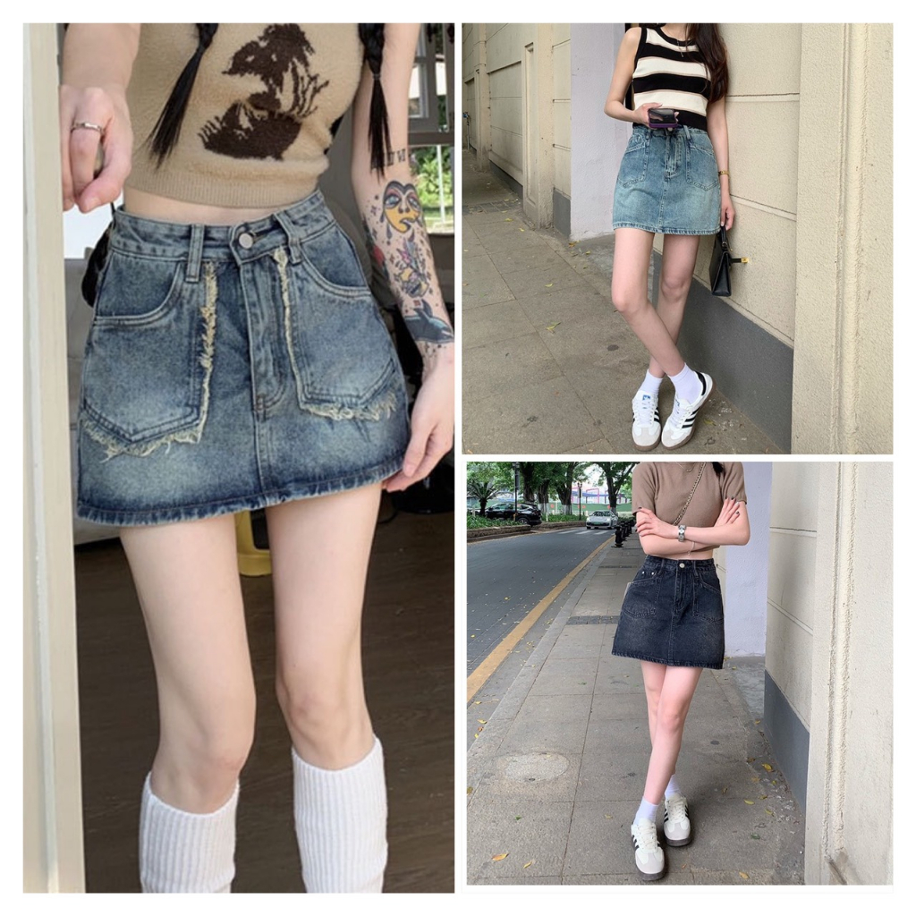 chân váy bò jean nữ chữ a ngắn jeans cạp cao huyenjean_06 ms03 | BigBuy360 - bigbuy360.vn