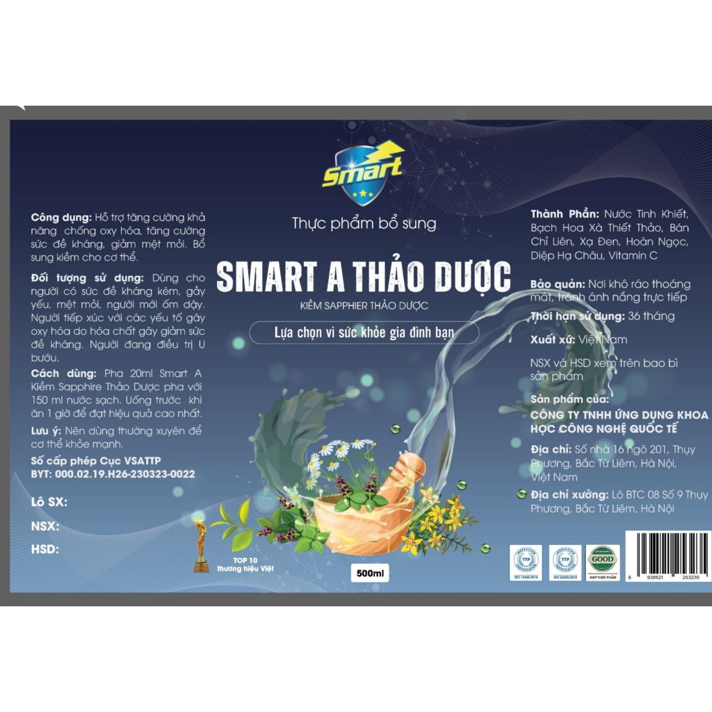 Smart A Thảo Dược - bổ sung dinh dưỡng được sử dụng để tăng cường khả năng chống oxy hóa-Lựa chọn vì sức khoẻ Gia Đình.