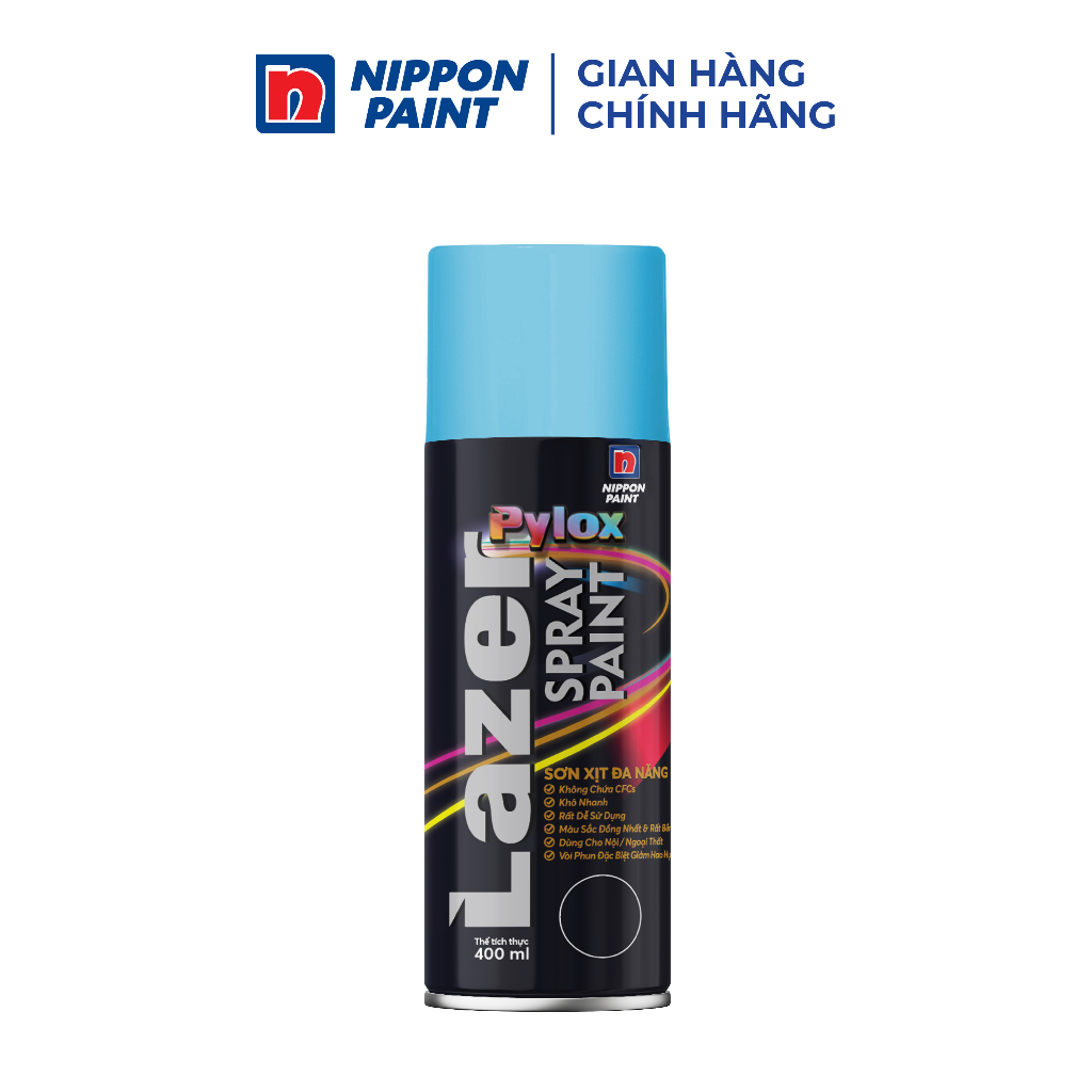 Sơn xịt đa năng Pylox Lazer - 19 LIGHT SKY BLUE- Chính hãng NIPPON PAINT - Dung tích 400ml