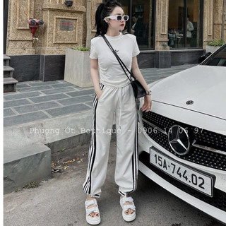 Bộ Đồ Nữ thể thao Adidas - Bộ thể thao nữ cộc tay phiên bản mới quần bom thụng thêu logo siêu hot ( MS16 )