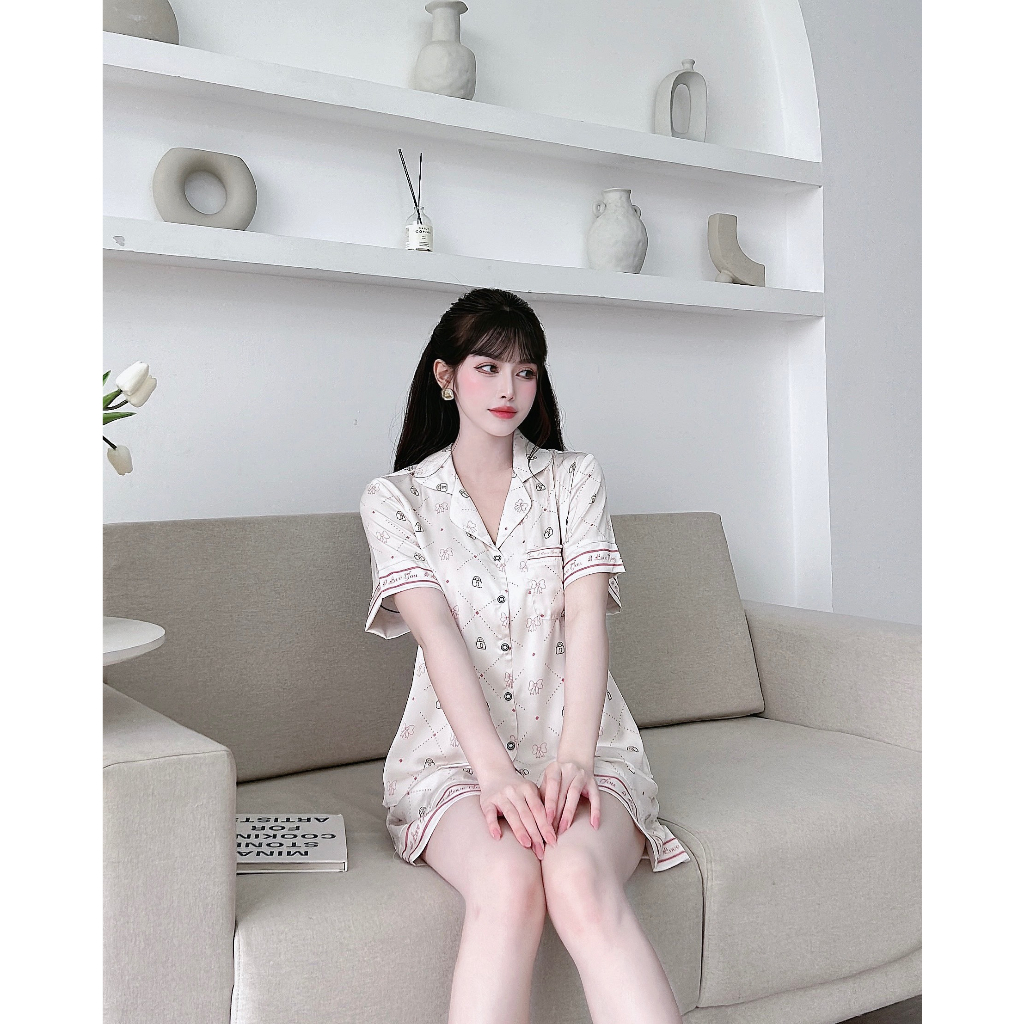 Bộ đồ mặc nhà Anna cao cấp, dáng áo cộc quần đùi chất lụa Luxury mềm mịn nhẹ nhàng họa tiết dễ thương, nhiều màu