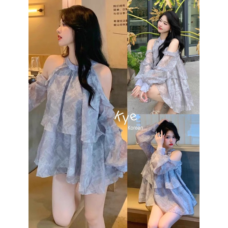 Áo Voan Tơ Cổ Yếm Khoét Vai Hot Hit ( sẵn ship luôn)