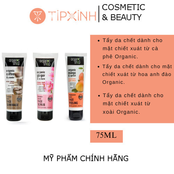 Tẩy da chết face organic coffee & pơde mùi cà phê thơm lừng