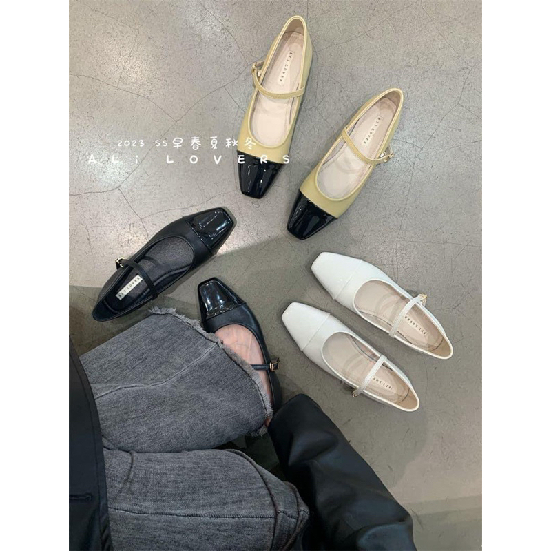 Giày Búp Bê Vintager Mũi Vuông Sang Chảnh