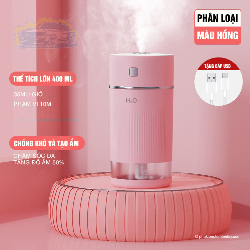 Máy Tạo Độ Ẩm, Xông Tinh Dầu, Khuếch Tán Hương Thơm, Khử Mùi Ô tô, Kèm Đèn Led RGB 5