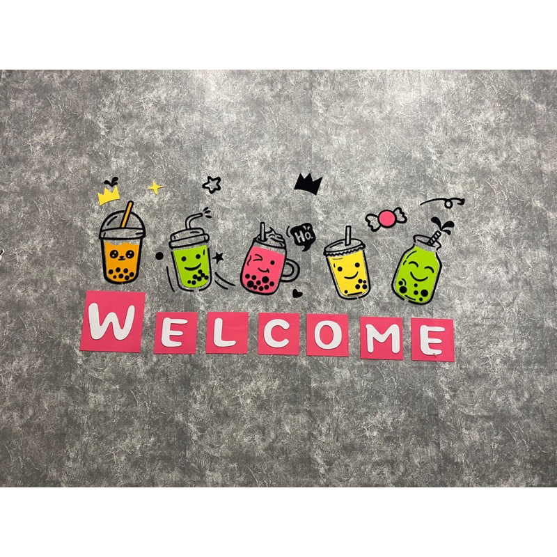 Tranh dán tường mica kem sweet trang trí quán kem, dán tủ lạnh