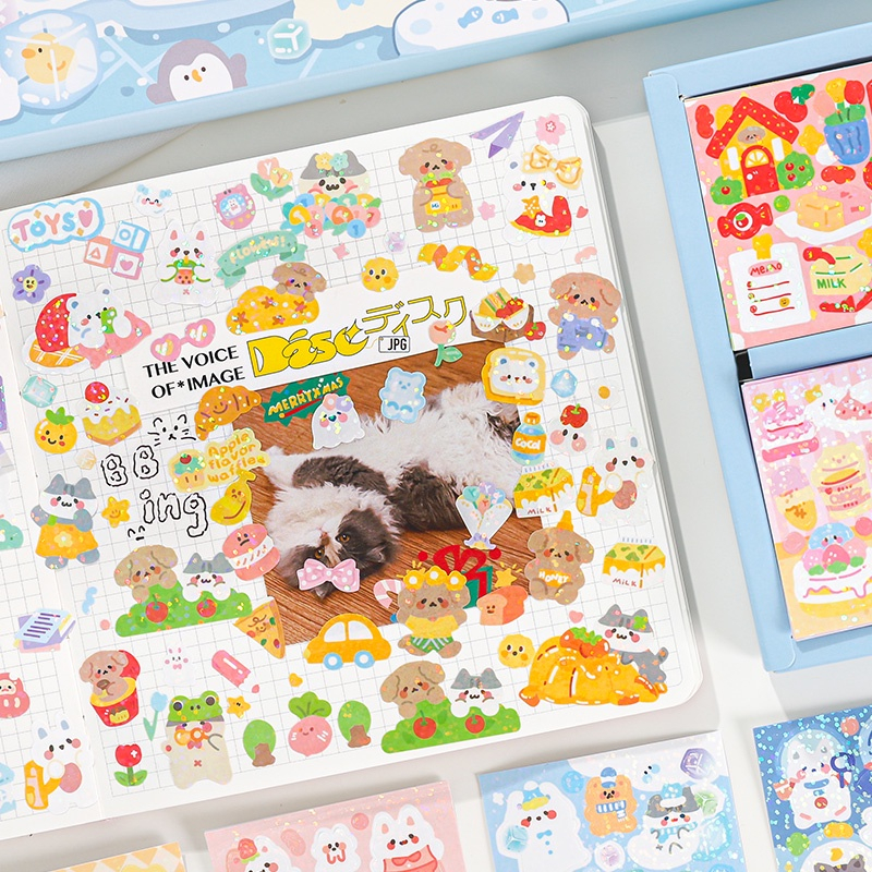 Set 200 tấm sticker trang trí sổ bìa sách nhãn dán trang trí hộp quà tặng dễ thương🌸