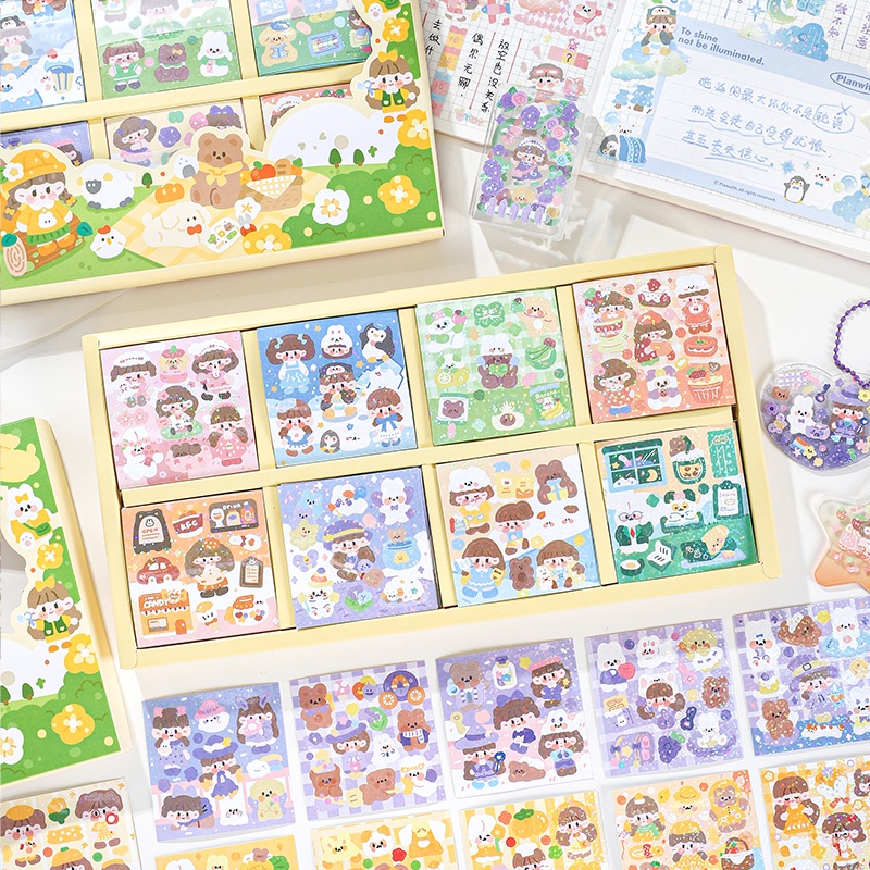 Set 200 tấm sticker trang trí sổ bìa sách nhãn dán trang trí hộp quà tặng dễ thương🌸