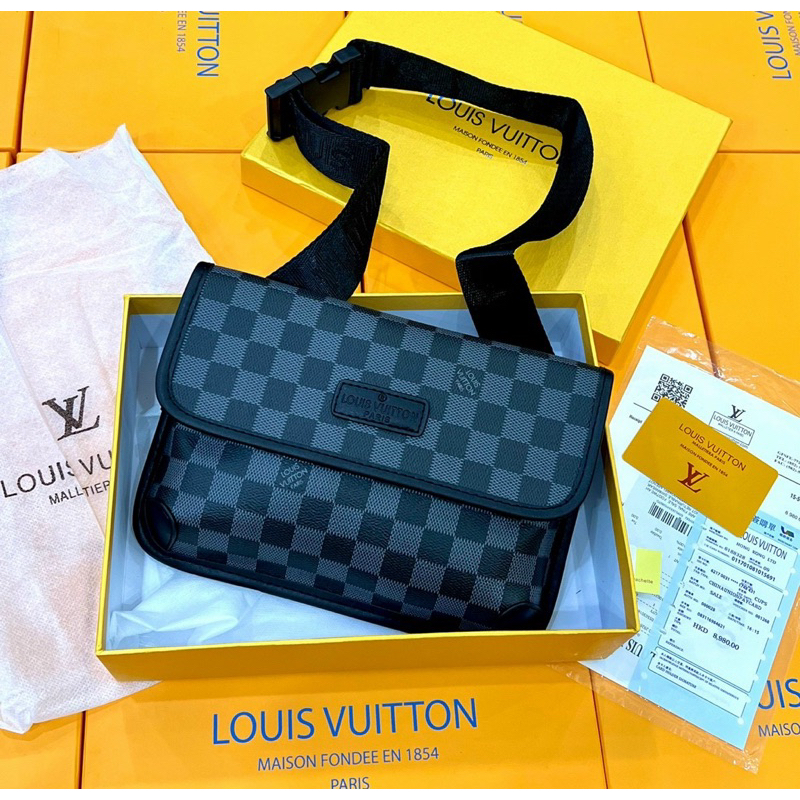Túi đeo chéo nam Lv Fullbox hộp giấy thẻ , túi đeo vai nam , chất liệu da pu chống bông tróc