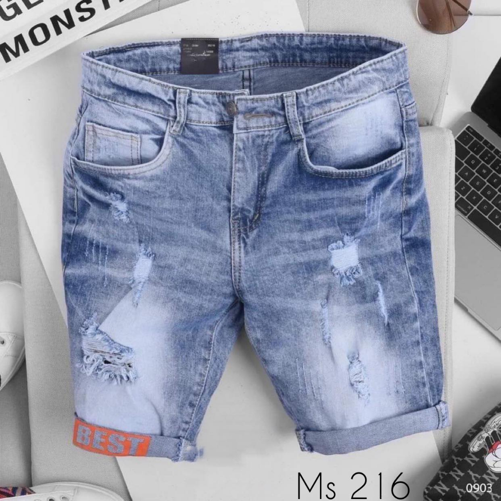 Quần short jeans nam, quần short jean rách phong cách, thời trang