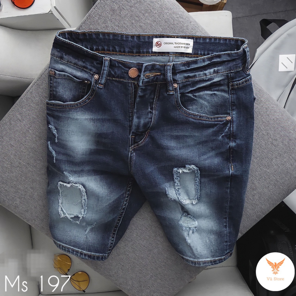 Quần short jeans nam, quần short jean rách phong cách, thời trang