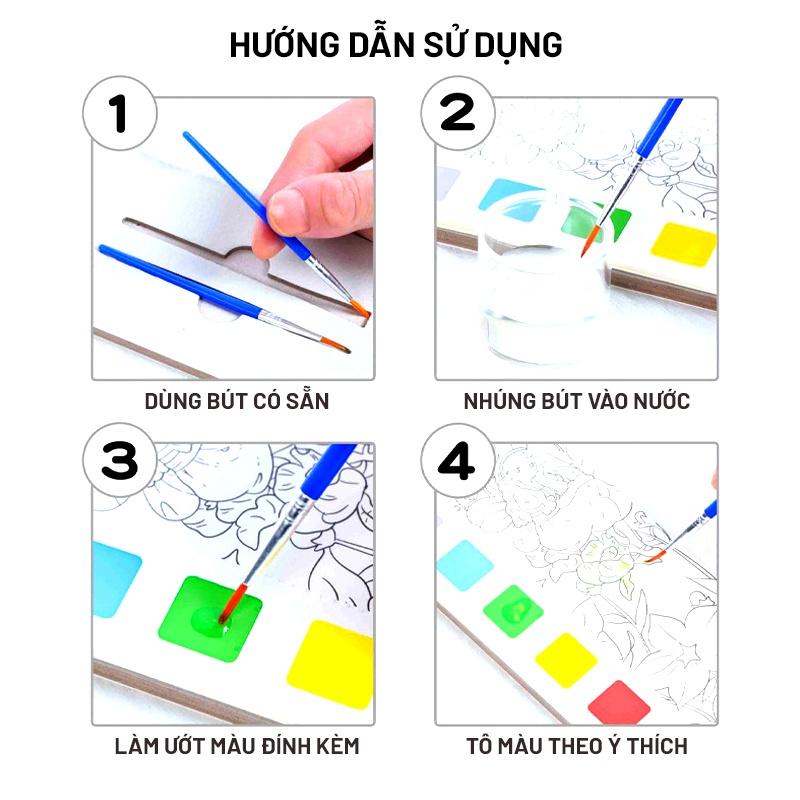 Set Tranh Tô Màu Nước Graffiti Tặng Kèm Cọ Nhiều Hình Đáng Yêu Cho Bé