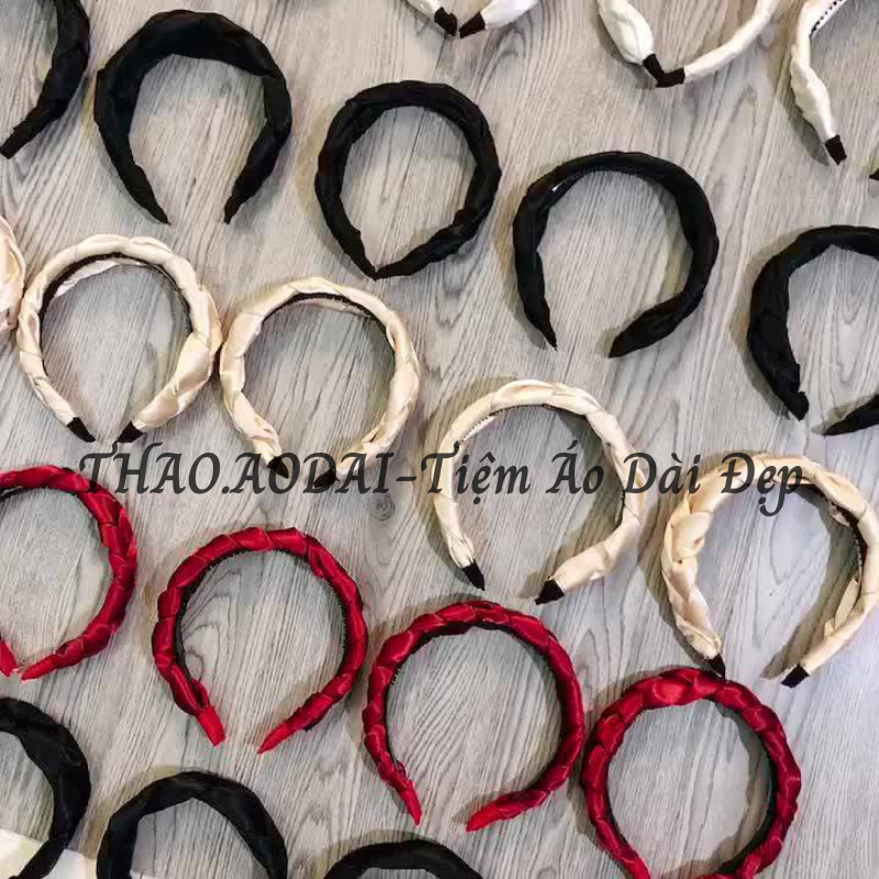 Băng đô, bờm tóc vải lụa satin băng đô thắt bím Handmade Thời Trang trẻ.